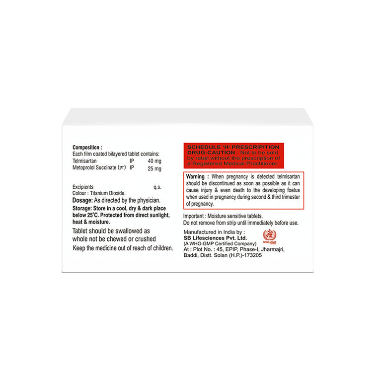 Telmisartan 40mg & Metoprolol 25mg PR Tablets IP