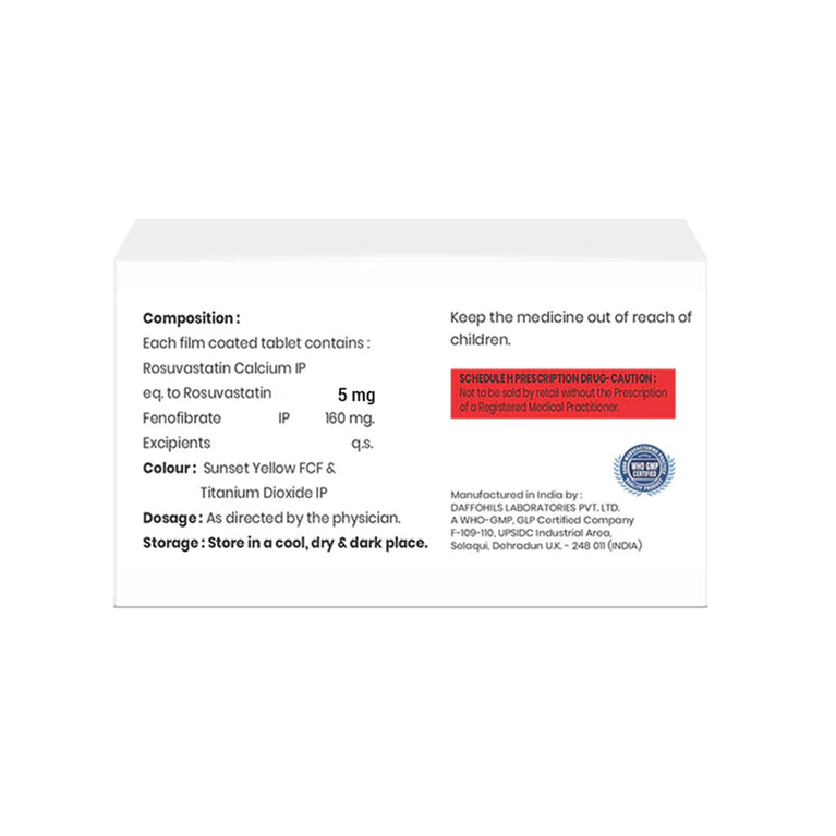 Rosuvastatin 5mg & Fenofibrate 160mg Tablets IP