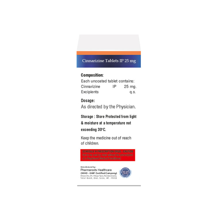 Cinnarizine 25mg Tablet IP