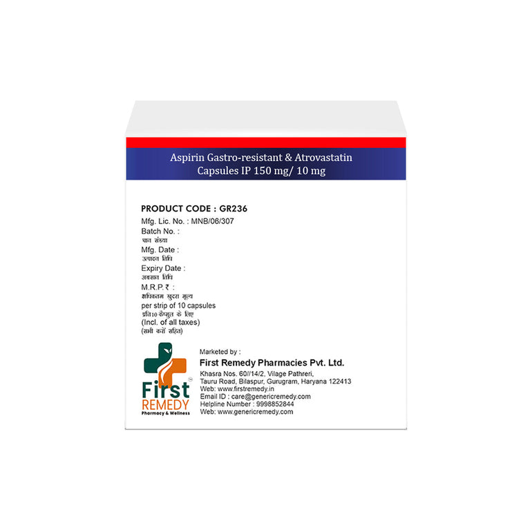 Atorvastatin 10mg & Aspirin 150mg Capsules IP