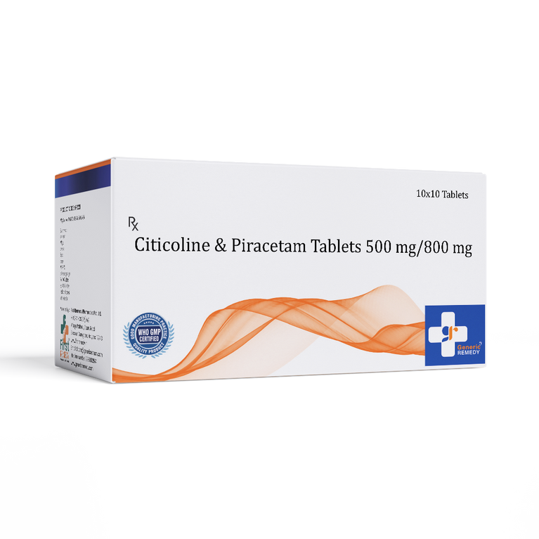 Box of Citicoline & Piracetam tablet 500mg/800mg front image