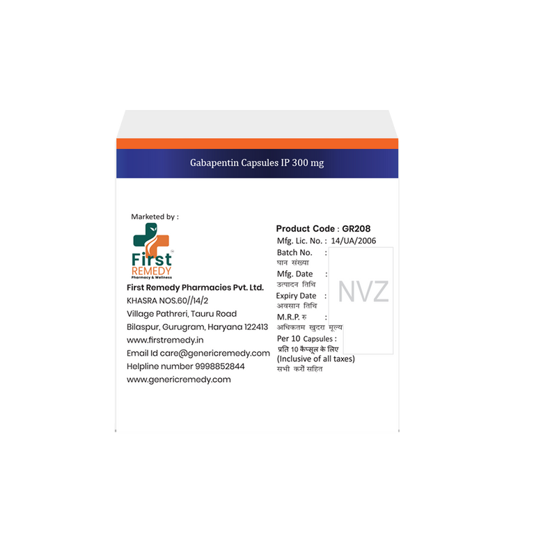 Box of Gabapentin Capsules 300mg back image