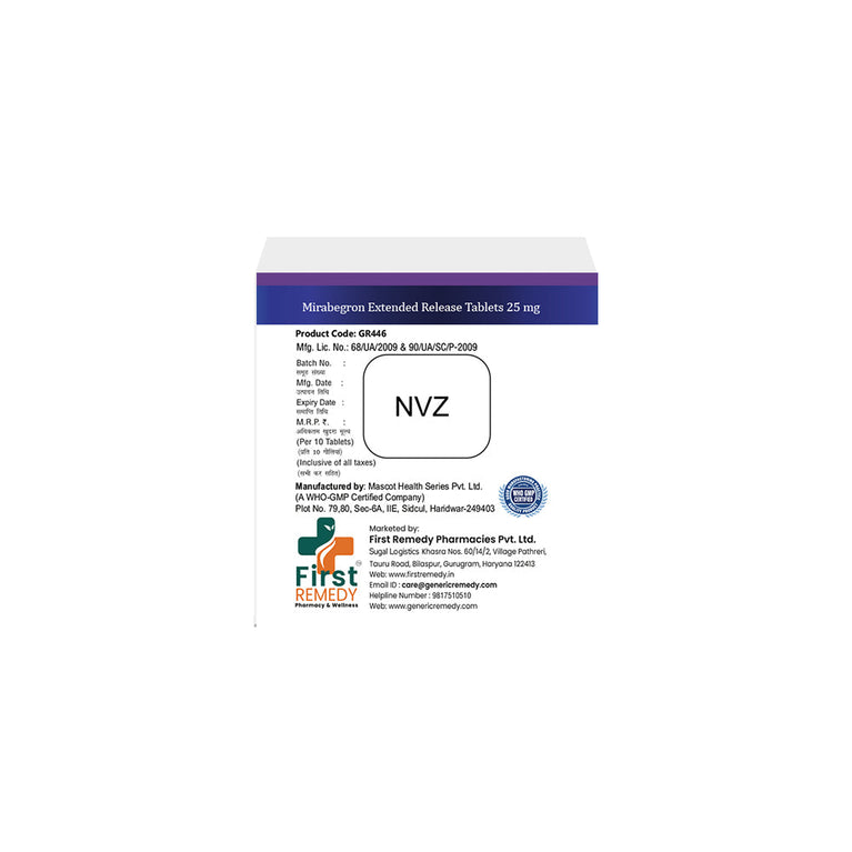 Box of Mirabegron Extended-release tablets 25mg back image