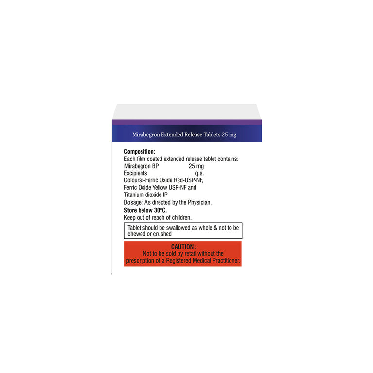 Box of Mirabegron Extended-release tablets 25mg composition image