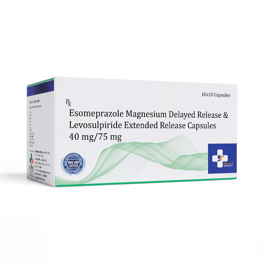Esomeprazole 40mg (Enteric-coated) & Levosulpiride 75mg (Sustained release) Capsules IP