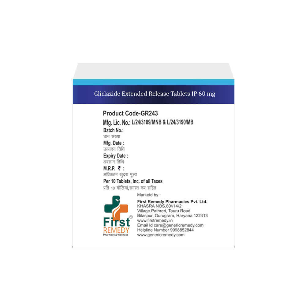 Box of Gliclazide Extended-Release tablets 60 mg back image