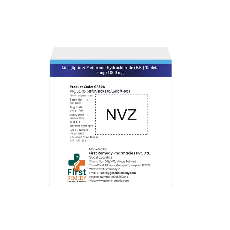 Linagliptin 5 mg & Metformin 1000 mg E.R. Tablet IP