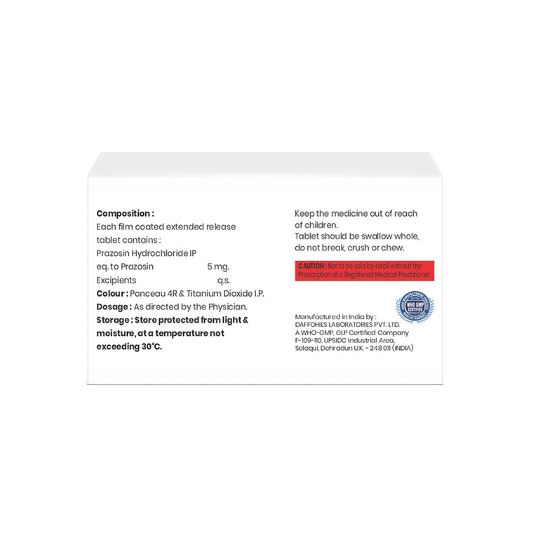 Prazosin Hydrochloride Extended Release Tablets 5mg