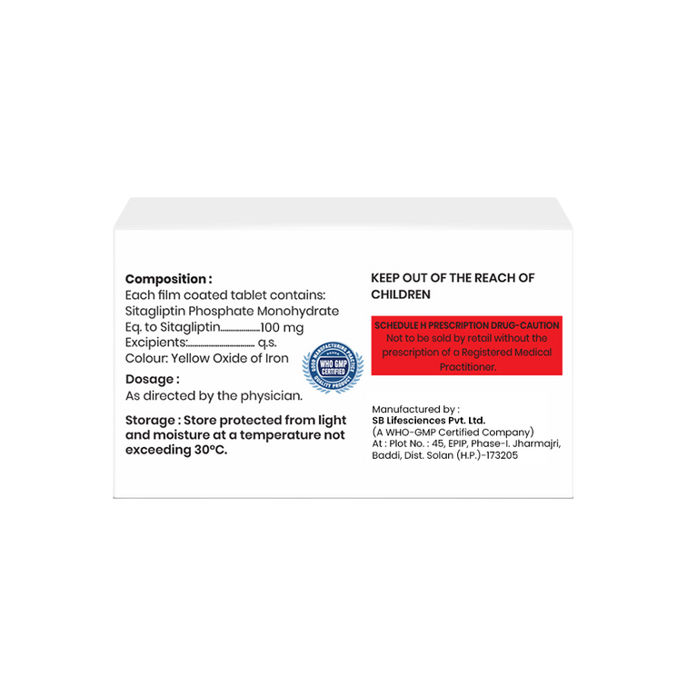 Sitagliptin Phosphate Monohydrate tablets 100mg composition image