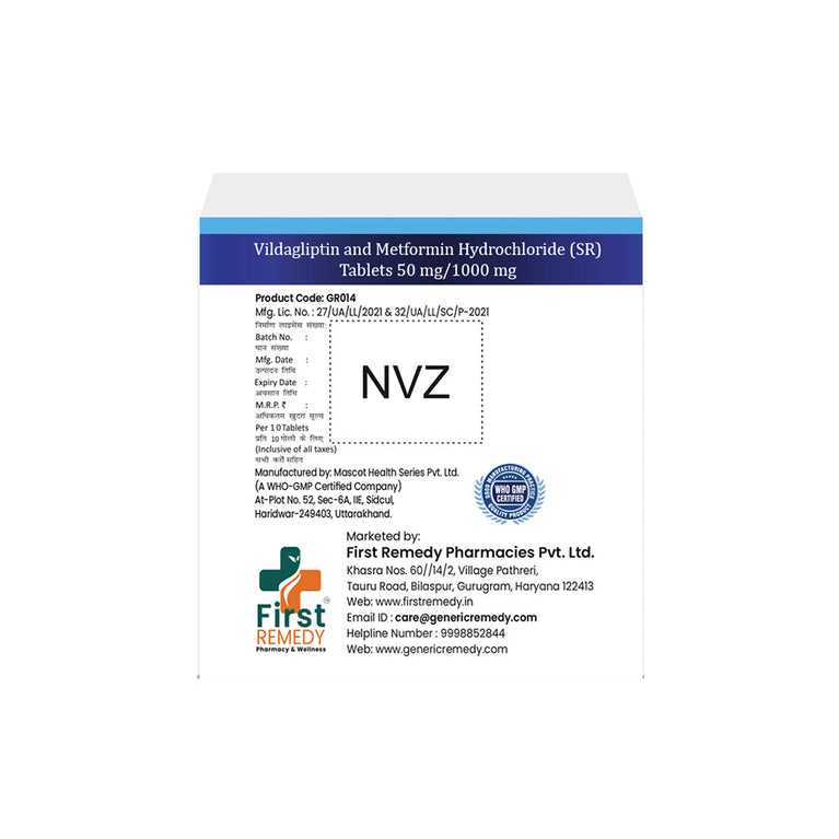 Vildagliptin 50 mg & Metformin 1000 mg SR Tablet IP