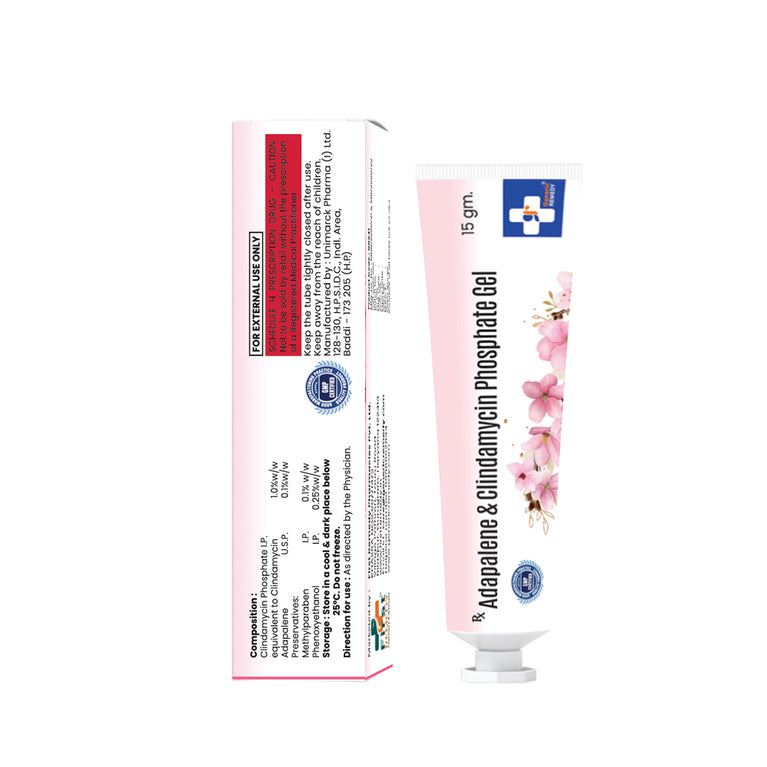 Tube of Adapalene & Clindamycin Phosphate gel composition image
