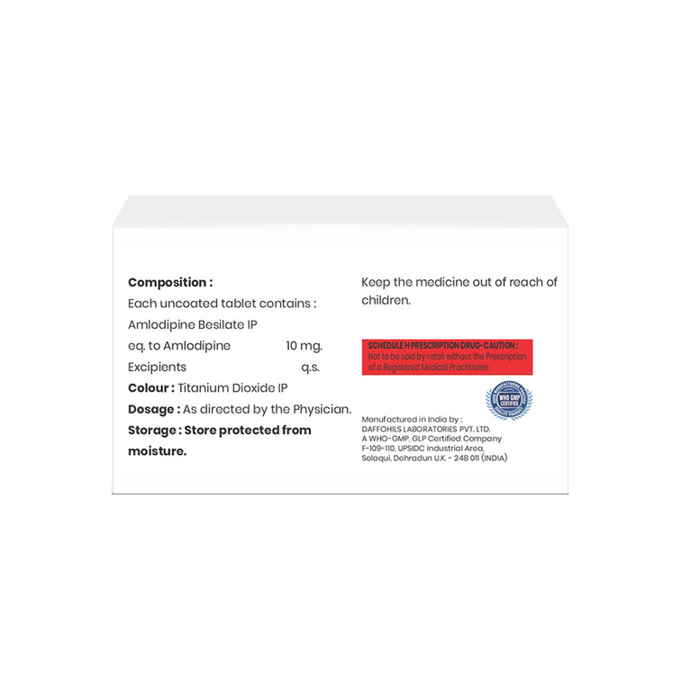 Box of Amlodipine tablets 10mg composition image