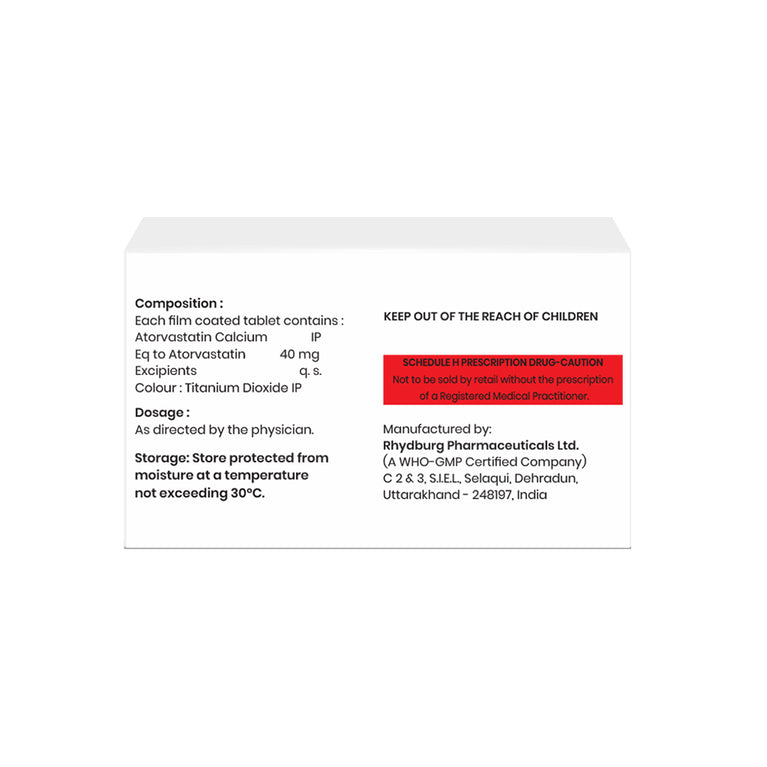 Box of Atorvastatin tablets 40mg front image