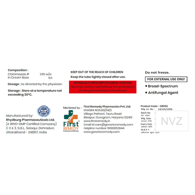 Tube of Clotrimazole cream 1% back image