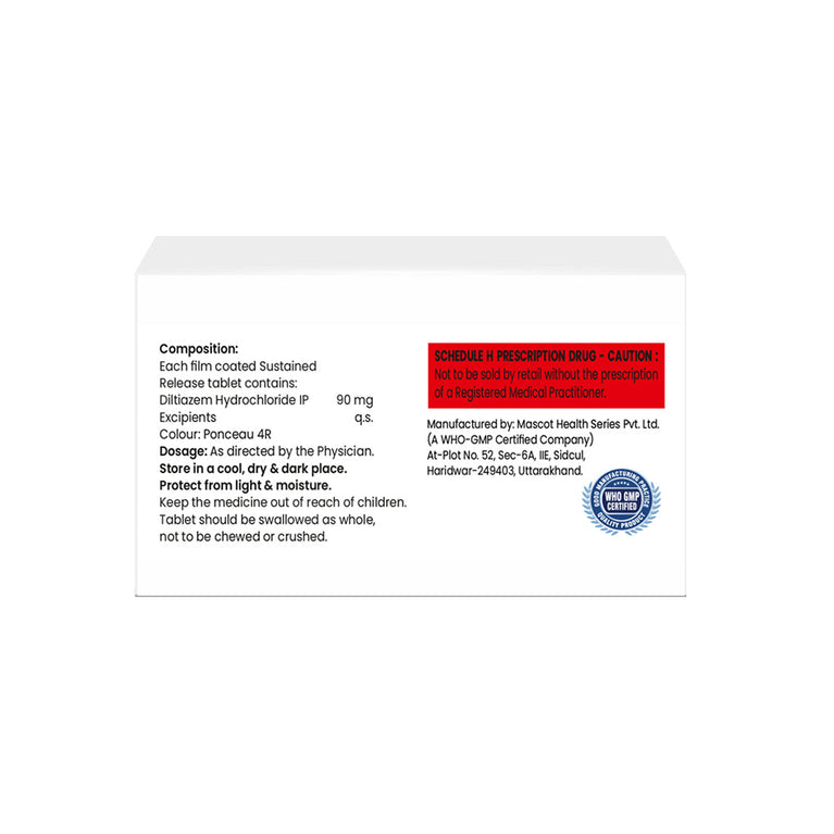 Box of Diltiazem SR tablets 90mg composition image
