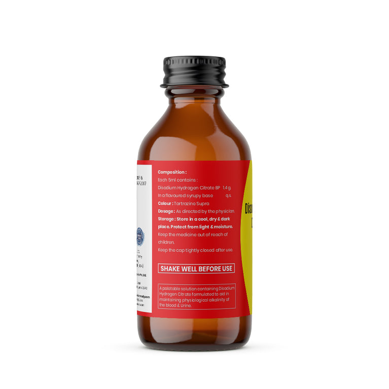 Bottle of Disodium Hydrogen Citrate syrup Alkalizer composition image