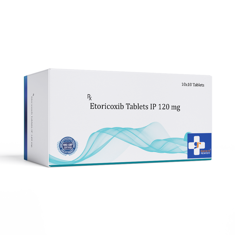Box of Etoricoxib tablets 120mg front image
