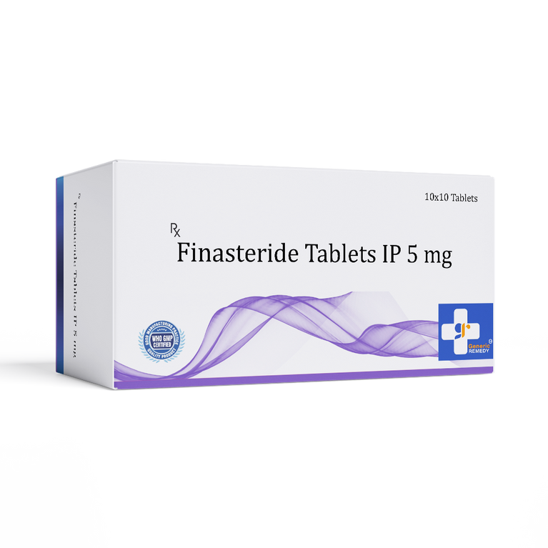 Box of Finasteride tablets 5mg front image
