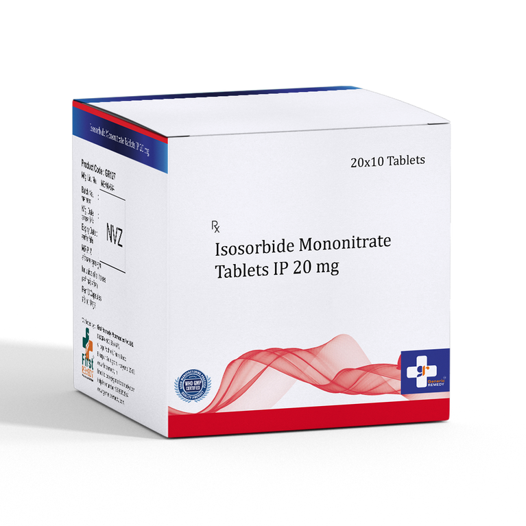 Box of Isosorbide Mononitrate Tablets 20mg front image