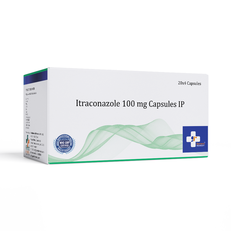 Box of Itraconazole capsule 100mg front image