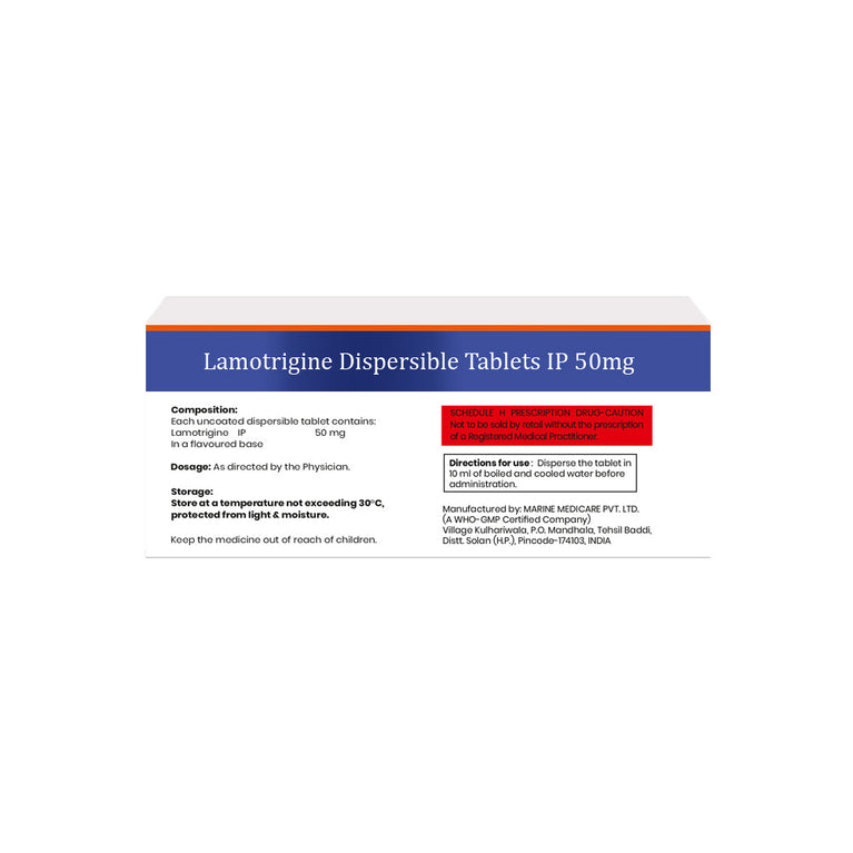 Box of Lamotrigine Dispersible tablets 50mg composition image