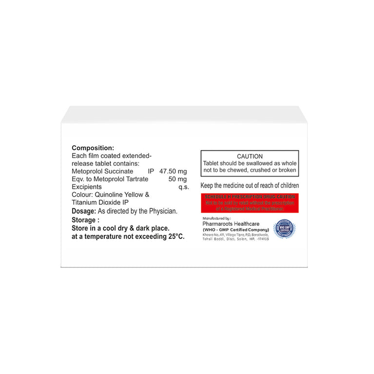 Box of Metoprolol Succinate ER tablets 50mg composition image