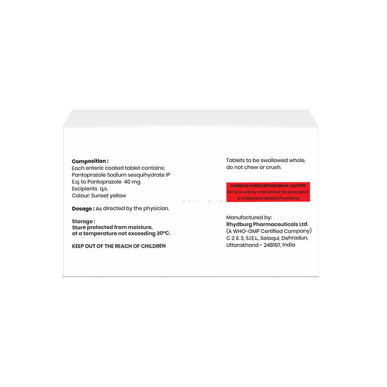 Box of Pantoprazole tablets 40mg composition image