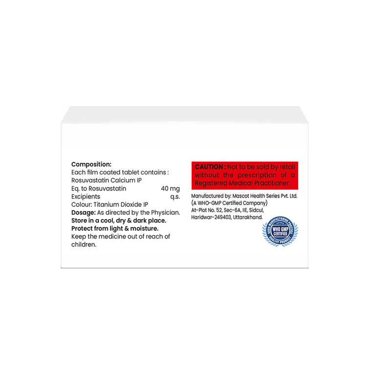 Box of Rosuvastatin tablets 40mg composition image