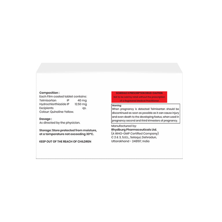 Box of Telmisartan tablets 40mg composition image
