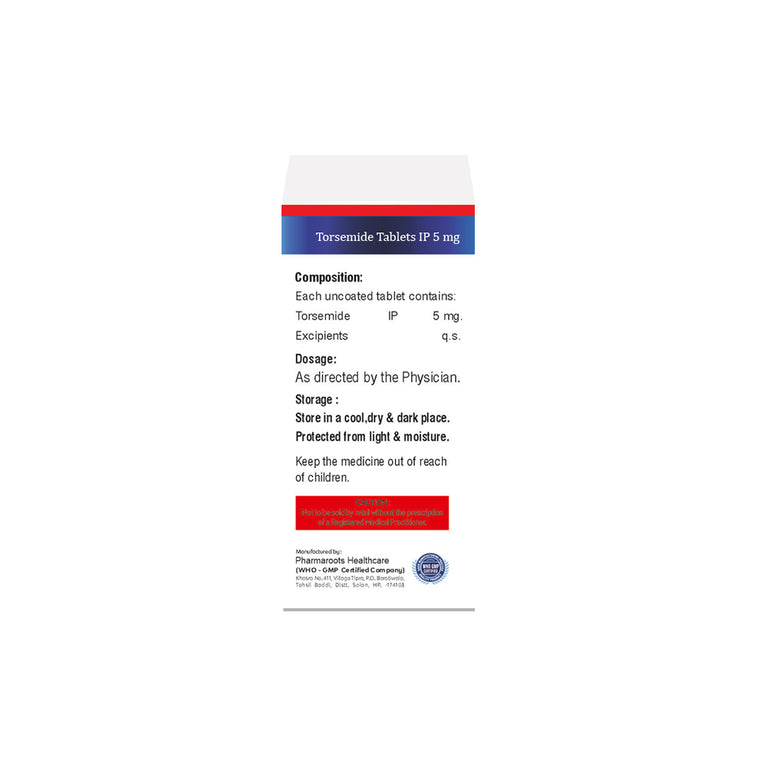 Box of Torsemide tablets 5mg composition image