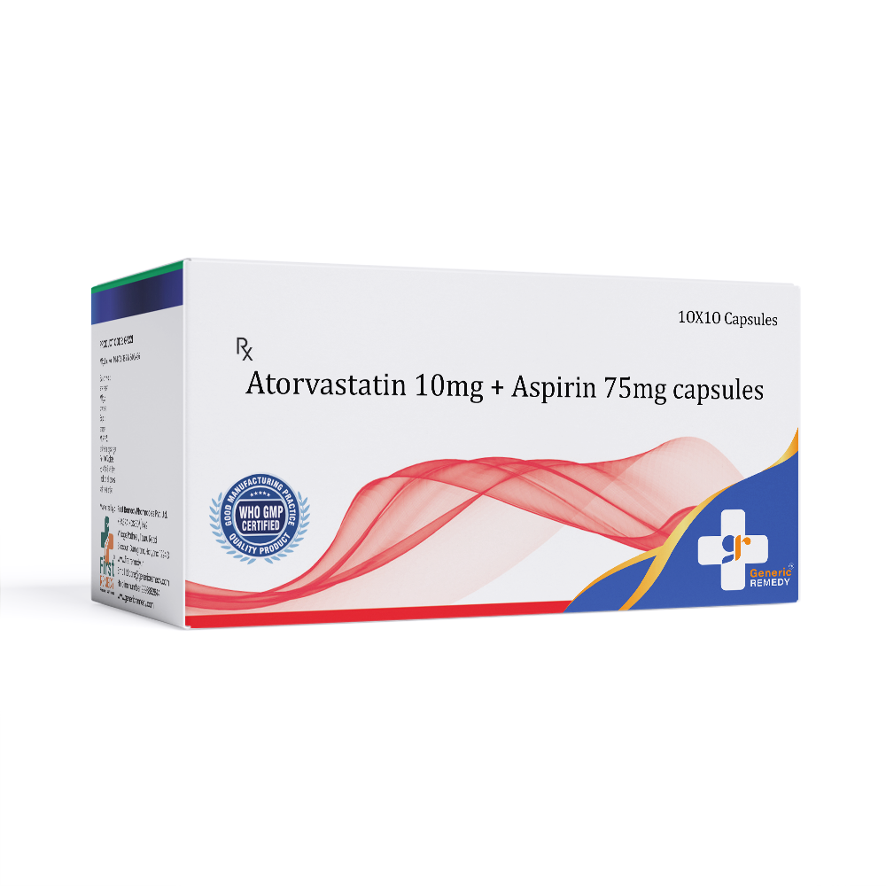 Atorvastatin 10mg & Aspirin 75mg Capsules IP