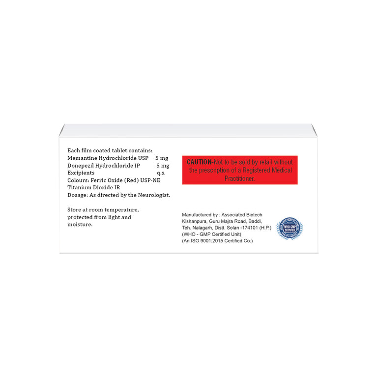 Donepezil Hydrochloride 5mg & Memantine Hydrochloride 5mg Tablets IP