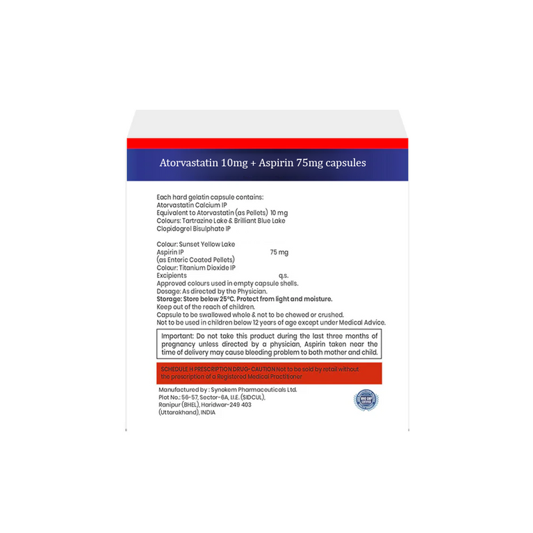 Atorvastatin 10mg & Aspirin 75mg Capsules IP