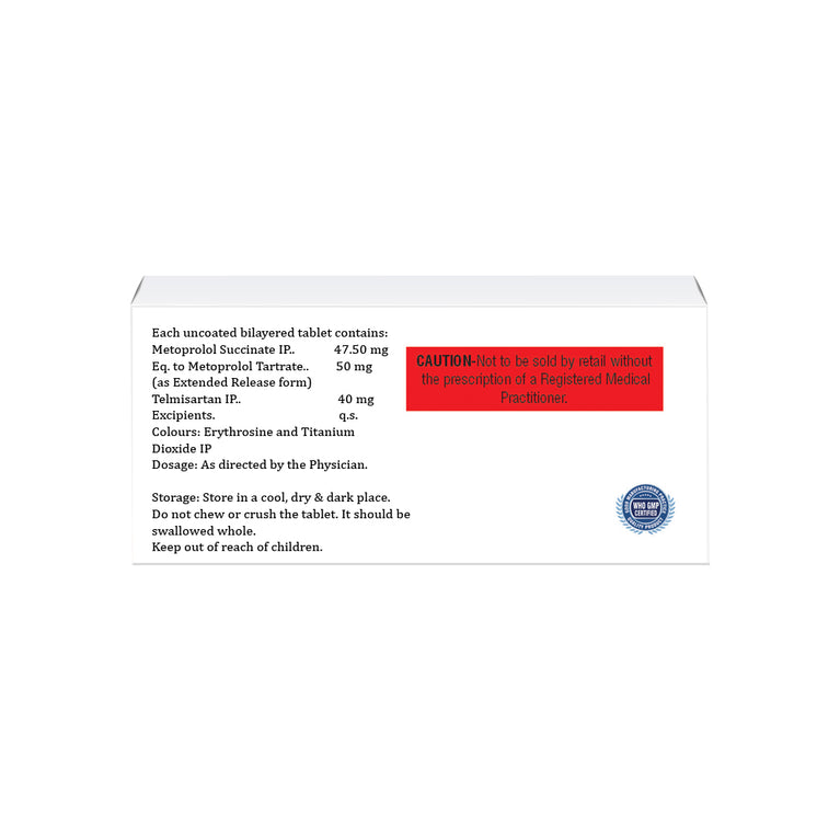 Telmisartan 40mg & Metoprolol 50mg Tablets IP