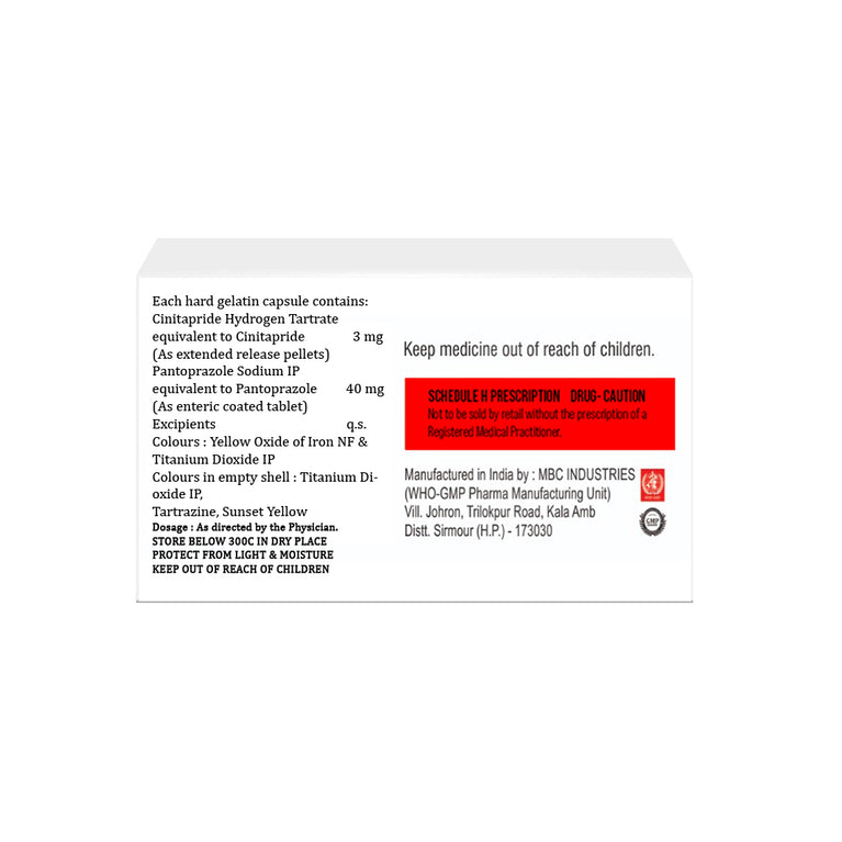 Cinitapride 3mg & Pantoprazole 40mg Capsules IP
