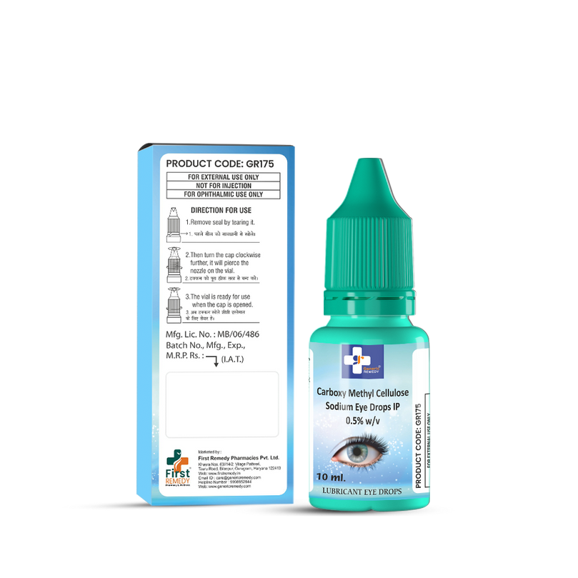 Bottle of Carboxy Methyl Cellulose eye drops 0.5% w/v back image