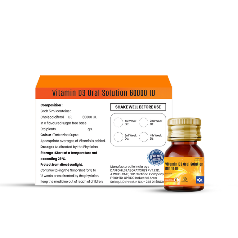 Bottle of Cholecalciferol 60k Solution 5ml composition image 