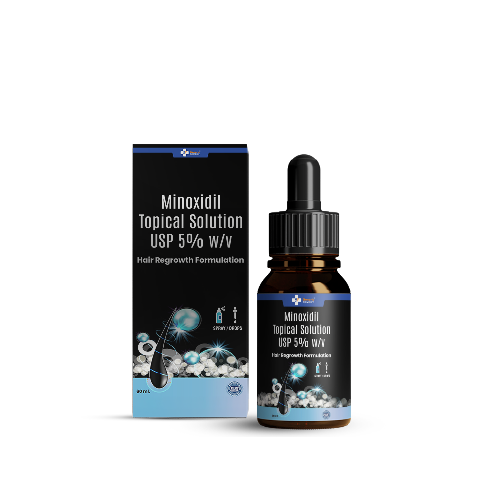 Bottle of Minoxidil topical Solution 5% 60ml front image