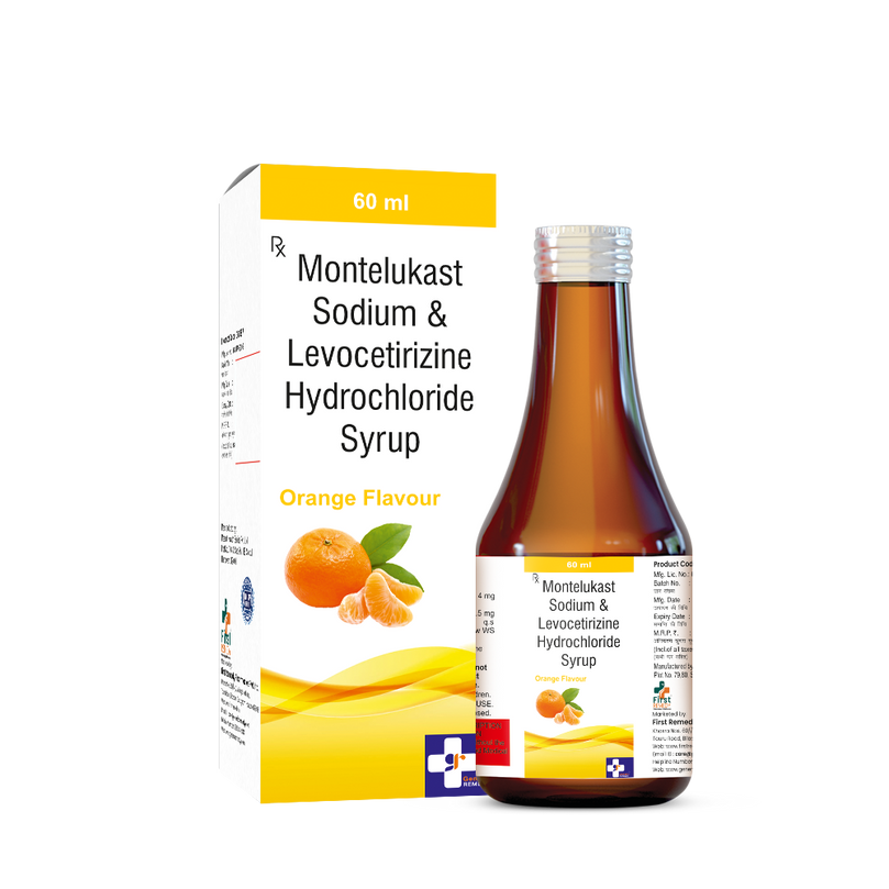 Bottle of Montelukast 4mg & Levocetirizine 2.5mg Syrup front image