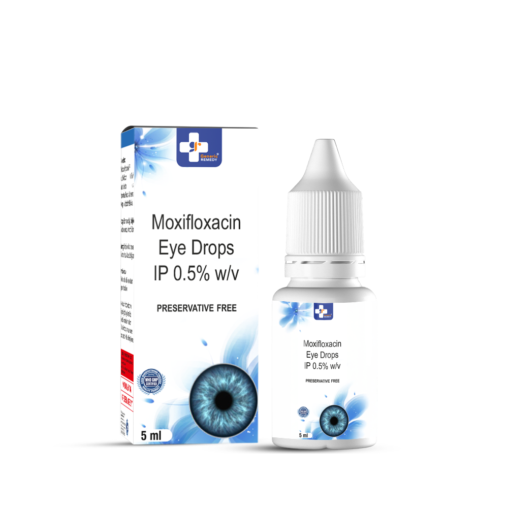 Bottle of Moxifloxacin 0.5% w/v Eye drops front image