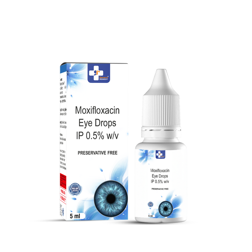 Bottle of Moxifloxacin 0.5% w/v Eye drops front image