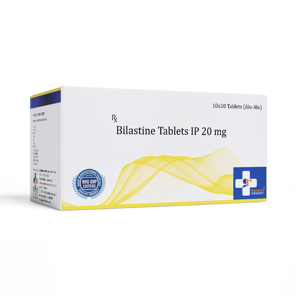 Box of Bilastine  tablets 20 mg front image
