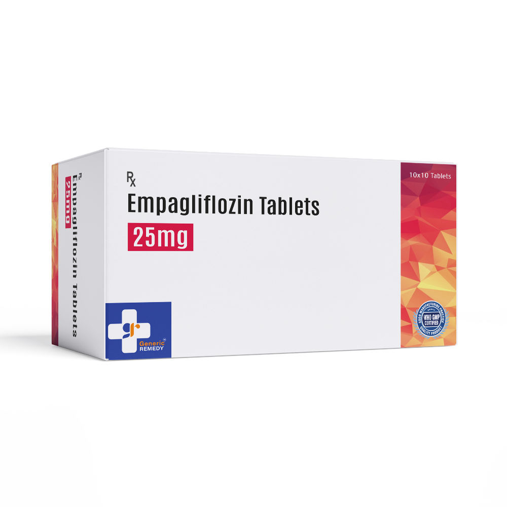 Box of Empagliflozin 25mg tablets front image