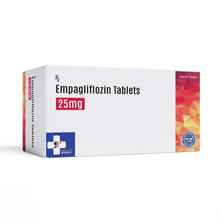 Box of Empagliflozin 25mg tablets front image