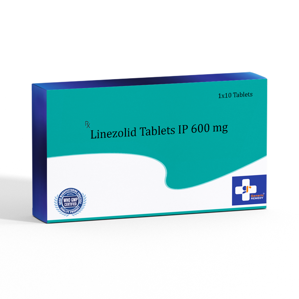Box of Linezolid tablets 600mg front image