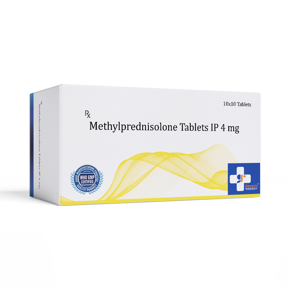 Box of Methylprednisolone tablets 4mg front image