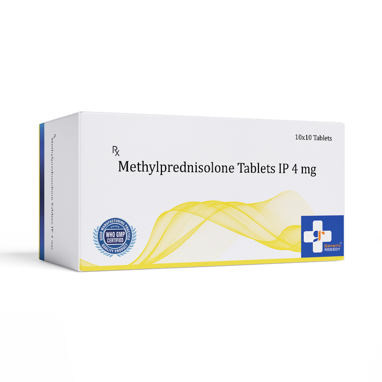 Box of Methylprednisolone tablets 4mg front image