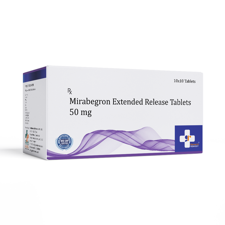 Box of Mirabegron Extended-Release tablets 50mg front image