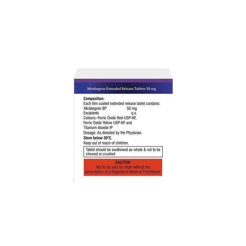 Box of Mirabegron Extended-release tablets 50mg composition image