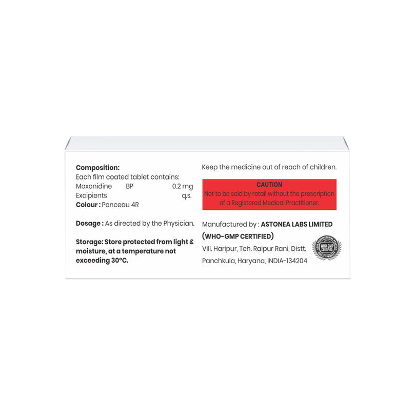 Box of Moxonidine tablets 0.2mg composition image